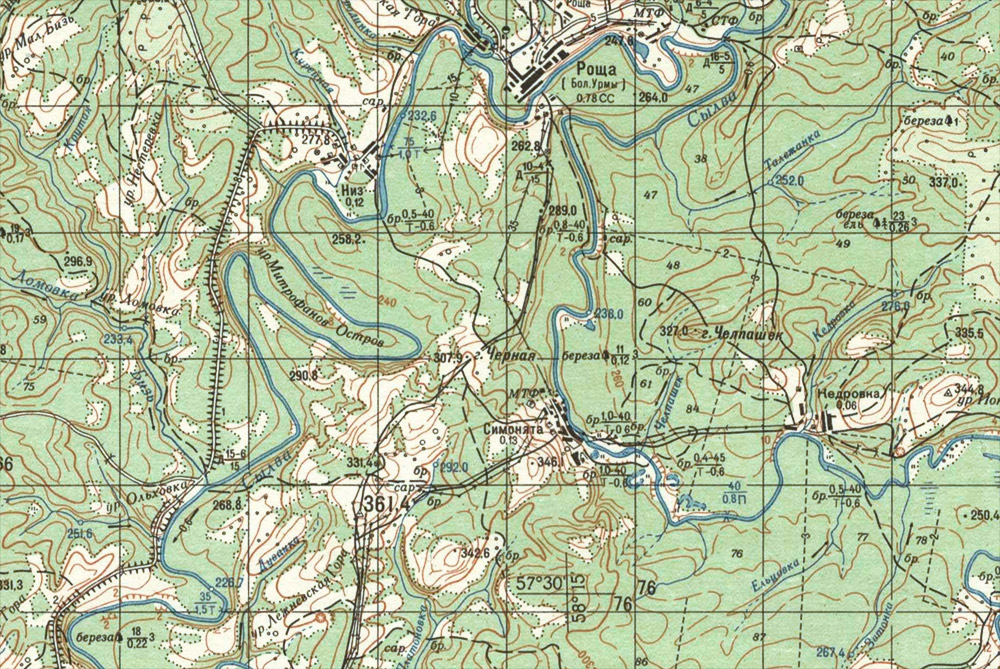 Карта реки Сылва от Шали до Шамар